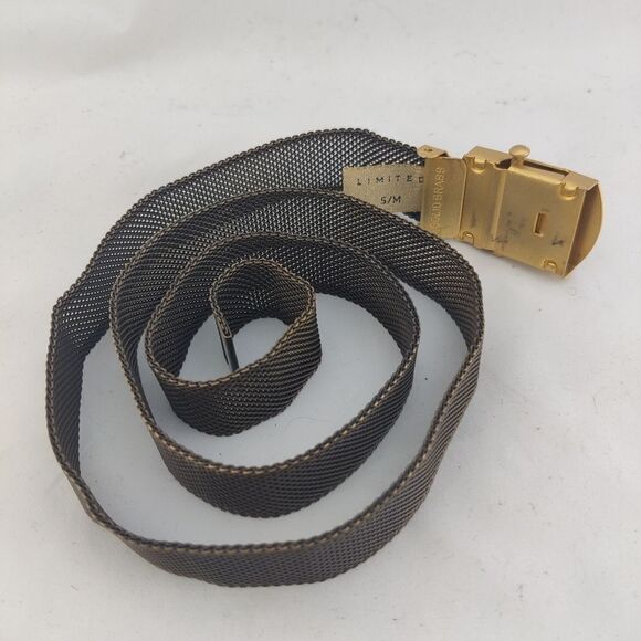 Metal Mesh Fully Adjustable Belt Max 35" Solid Brass Buckle Vintage - Picture 4 of 7